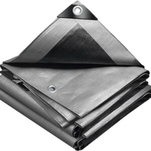VOUNOT® Lona Impermeable 3x5m, Gris-Negro - Toldo Reforzado