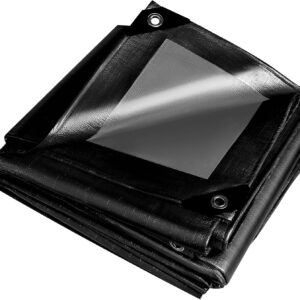 Lona negra impermeable 260 g/m² con ojales reforzados