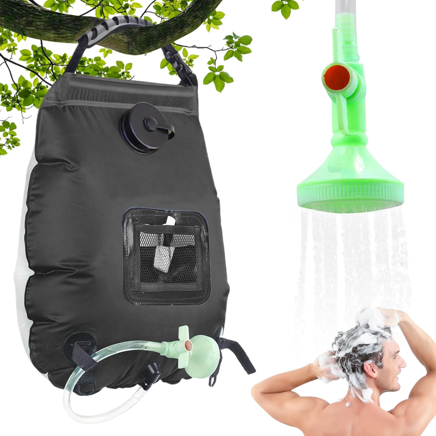 Ducha portátil solar 20L con manguera y cabezal