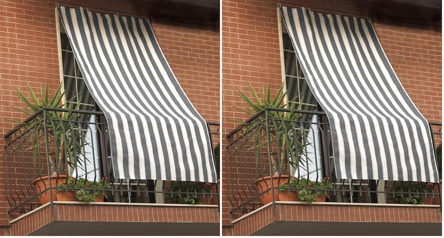 GEMITEX Toldo Rayas Grises 150x290 cm (2 uds.) - Protección Solar Fácil