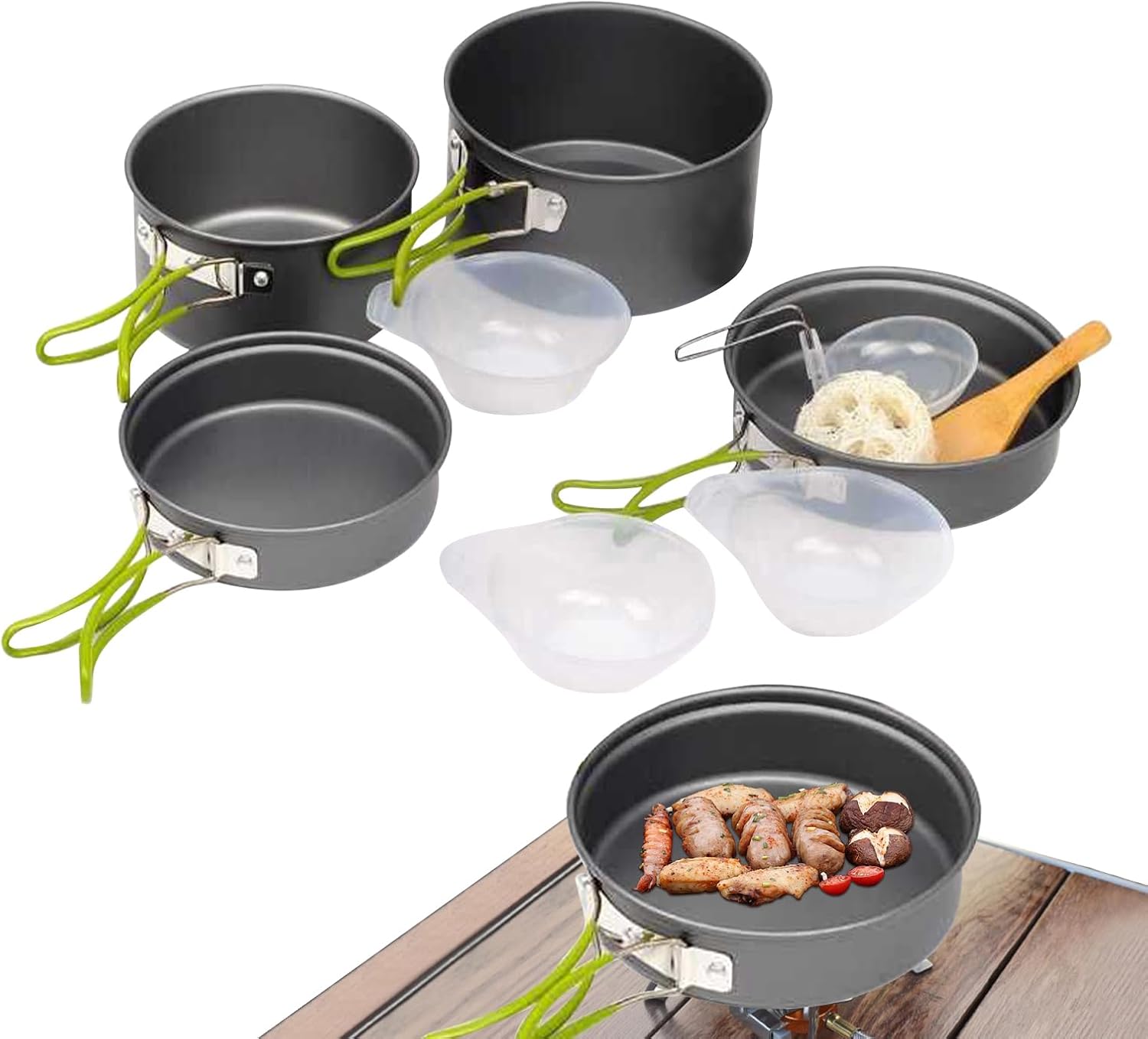 Juego de menaje plegable camping aluminio apilable Générique