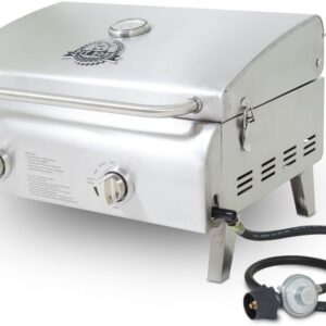 Pit Boss 200P - Parrilla portátil de gas con 2 quemadores