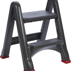 Curver - Escalera plegable 2 peldaños, antracita (50x17x64 cm)