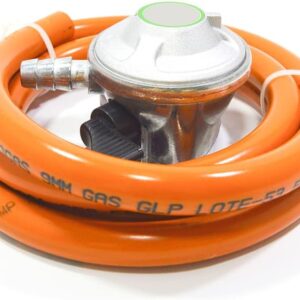 Kit Butano Regulador Canarias + Tubo 1,5m + Abrazaderas Gris/Naranja