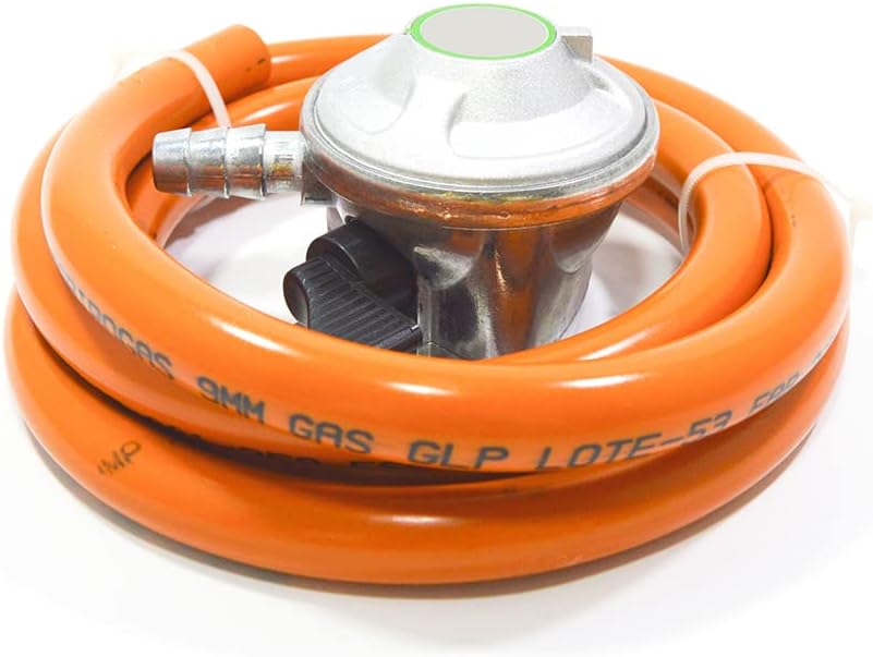 Kit Butano Regulador Canarias + Tubo 1,5m + Abrazaderas Gris/Naranja