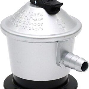Regulador Com Gas 200072J para butano, plata y negro