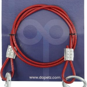 Dapetz® Cable seguridad rojo PVC 1m con gancho rosca