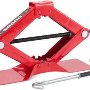 Gato de tijera Amazon Basics 1.5 t, rojo, portátil para coche