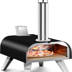 BIG HORN Horno Pizza a Pellets 12" con Piedra, Negro