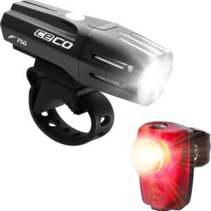 CECO F750-T100: Faro y luz trasera USB para bicicleta hasta 750 lm