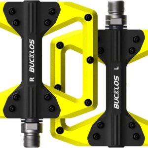 BUCKLOS Pedales MTB planos, nailon colorido, antideslizantes 9/16"