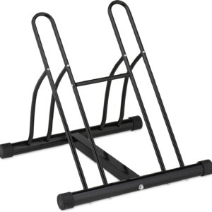 Soporte bicis interior 2 plazas Relaxdays, hasta 60 mm, acero negro