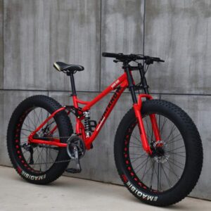 Bicicleta montaña 26" 24v fat tire doble suspensión rojo