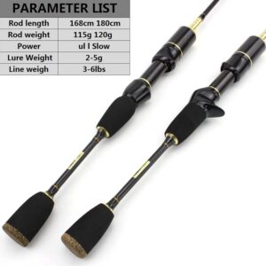 Caña giratoria de pesca UL 1.68m 2 segmentos DYHWAC