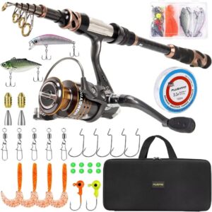 Kit pesca PLUSINNO: caña fibra carbono + carrete 12+1