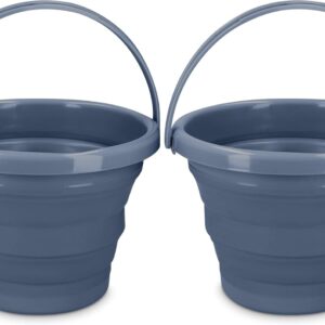 Navaris Cubos Plegables Camping 5L Azul Oscuro (2 uds.)