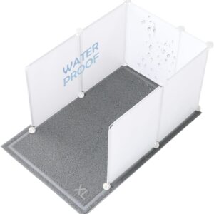 MEEXPAWS Valla Antisalpicaduras + Alfombra para Arena de Gato XL