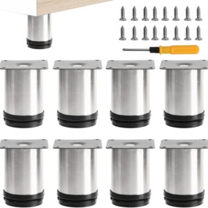 8 patas ajustables de 8 cm para muebles (plateado)