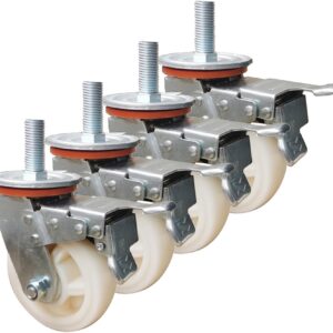 Ruedas giratorias M20 de nailon 4" con freno - Juego de 4