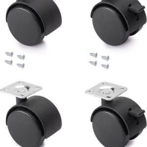 Emuca Kit 4 ruedas giratorias gemelas negras Ø 50mm con freno