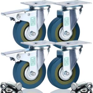 Ruedas giratorias de goma 75 mm, 4 uds. + herrajes