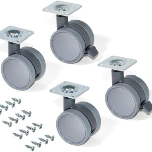 Ruedas pivotantes grises Emuca 50mm sin freno (4 uds.)