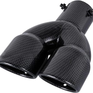 Escape 60mm acero inoxidable doble cabeza negro fibra carbono