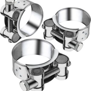 Abrazadera Escape Moto 40-43mm Acero Inoxidable 3 Piezas