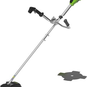 Greenworks 40V Desbrozadora a Batería, Motor sin Escobillas, Arnés, Mango de Bicicleta, Ancho Corte 40 cm, Hilo Nylon 2 mm o Cuchilla 25 cm, SIN Batería 40 V ni Cargador, 3 Años de Garantía GD40BCB