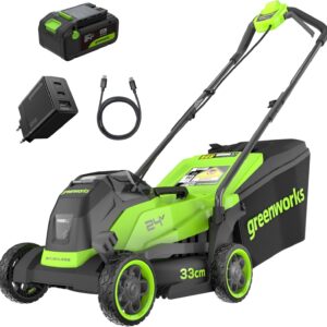 Cortacésped Greenworks 24V 33cm con batería 4Ah