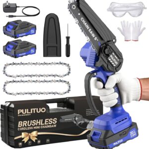 PULITUO Mini Motosierra 6" 20V con 2 baterías y maletín