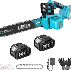SEESII Motosierra Batería 12" con 2×5.0Ah y motor Brushless