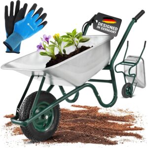 Carretilla de jardín Juskys 100 L | 210 kg | Cubeta galvanizada