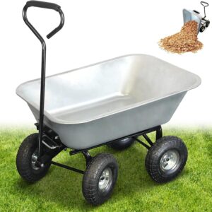 Carretilla manual Fishtec 75L con 4 ruedas y cubeta basculante