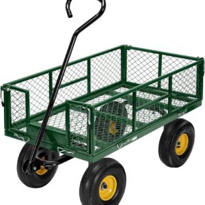 VIVOHOME Carro de jardín 400 kg con ruedas neumáticas y laterales extraíbles