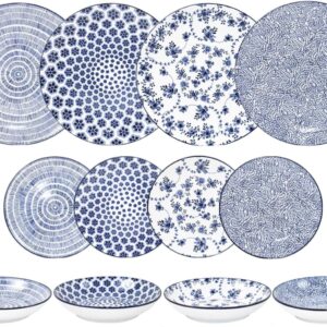 IBILI Vajilla Armonía Azul 12 piezas, porcelana resistente