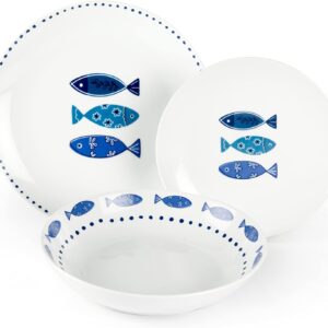 VAJILLA BRUNCH TIME 18 PIEZAS OCEAN BLANCO/AZUL
