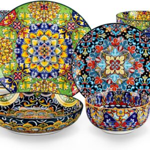 Juego vajilla boho vancasso 24 piezas coloridas