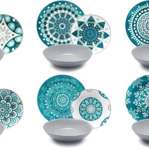 Excelsa - Vajilla Mandala 18 piezas azul/gris porcelana