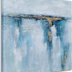 SYGALLERIER Cuadro océano dorado 3D, 75x75 cm, decoración moderna