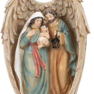 Figura Sagrada Familia con alas de ángel, decoración navideña