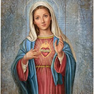 Cartel de madera 'Corazón de María' - Decoración religiosa 38x30 cm