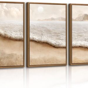 Lienzos vintage olas marinas 30x40cmx3 enmarcados
