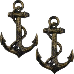 Ganchos náuticos de bronce antiguo, pack 2 unidades