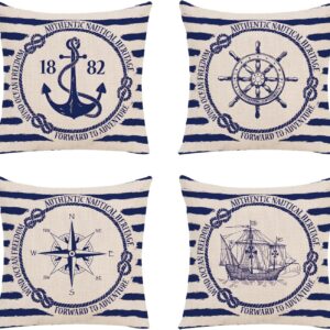4 Fundas Marinero Náutico 45x45 cm - Cojines Decorativos