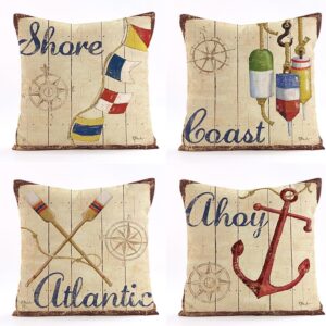 Fundas cojín náuticas vintage 45x45 cm - Juego de 4 unidades