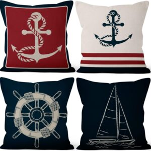 Fundas de cojín barco náutico 51x51 cm - Juego de 4 unidades - Aoihrraan
