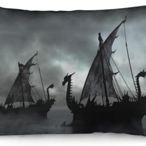 Fundas cojín barcos vikingos dragón 40x60 cm - NIBABA