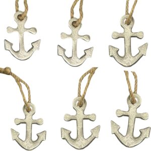 6 colgantes ancla vintage 5,5 cm plata envejecida