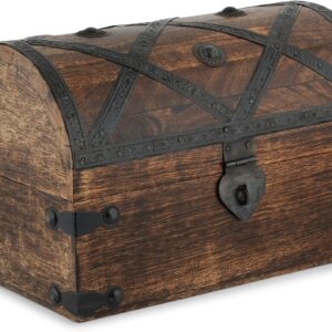 Cofre pirata vintage de madera de mango con conchas - Joyero decorativo